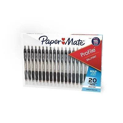 Paper Mate Ballpoint Pen, Profile Retractable Pen, Bold Point (1.4mm), Black,