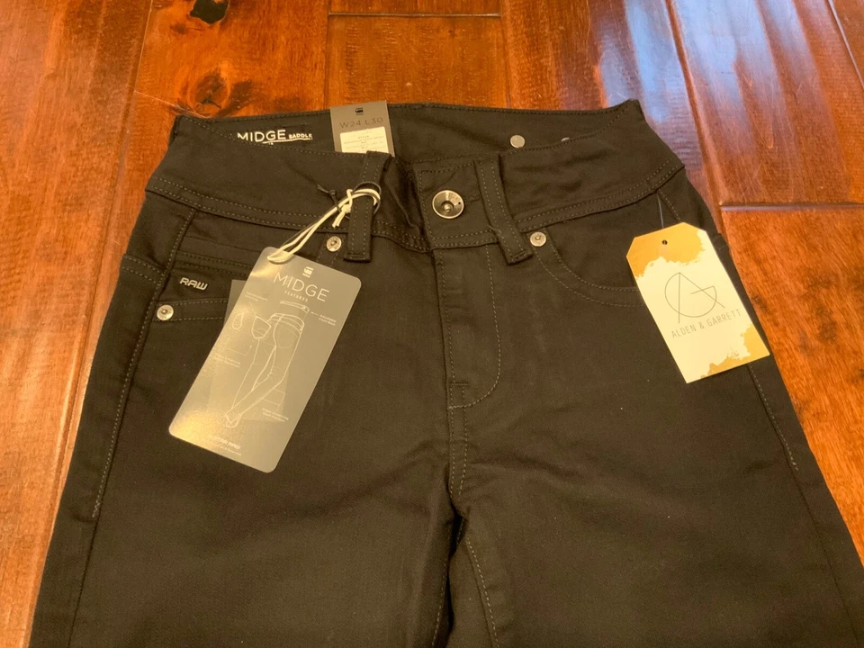 Jeans rectos medios súper elásticos negros G-Star RAW “Midge Saddle”, talla 24 ¡NUEVOS CON ETIQUETAS! Foto 2 de 4