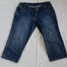 Size 8 Jeans Capri Denim Crop Daisy Fuentes 100% Cotton Women Straight Blue Dark