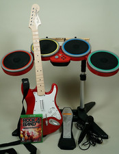 Rock Band 4 Xbox One Red Bundle Fender Stratocaster Guitar Drums Mic Game Target
