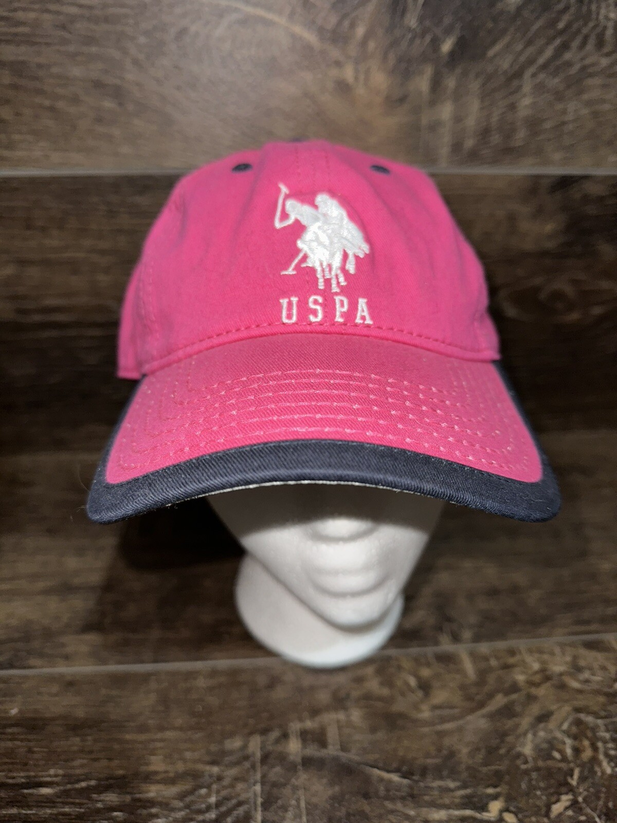 US Polo Assn cappello berretto donna cinturino schiena rosa blu baseball papà berretto pony OTTIMO