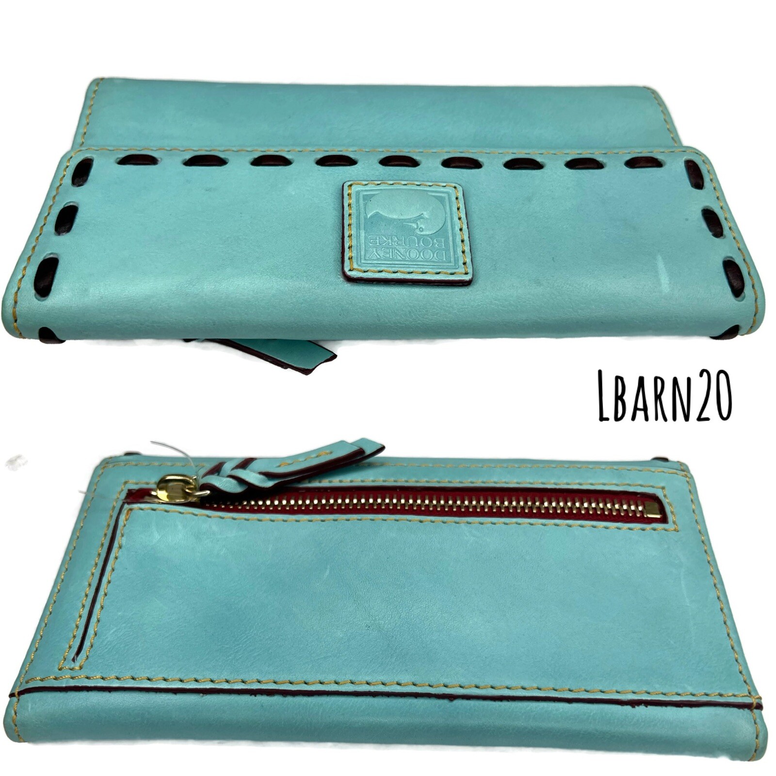 Dooney and Bourke DB AQUA (Not Pale Blue) Vintage Very Rare Florentine Wallet image 2