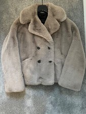 Genuine The Kooples Soft Taupe Faux Fur Coat Brand New With Tags Size 10