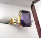 14K Yellow Gold Amethyst & Diamond Ring Size 7.75 [R250] — photo 1