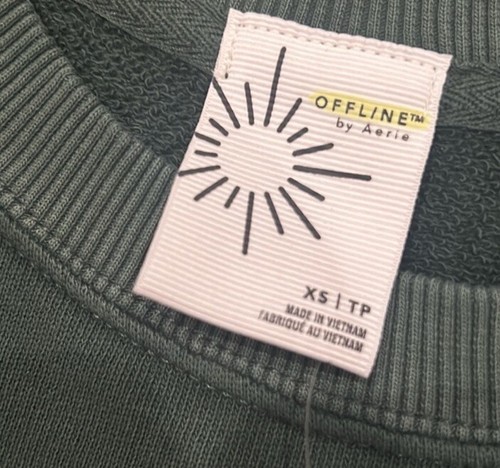 NWT Offline By Aerie Sweatshirt Pullover Cropped Boxy Oversized Green Women’s XL - Picture 5 of 6