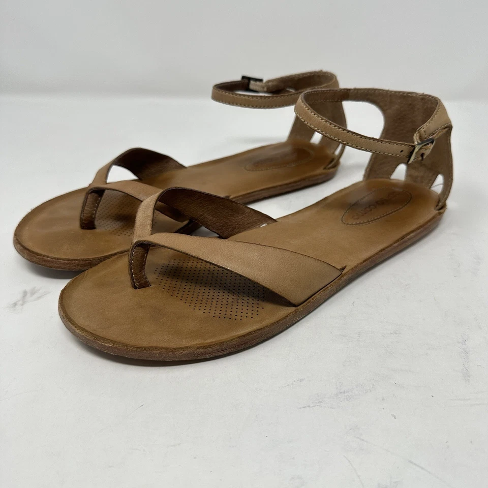 Corso Como Womens Shoes 9 Tan Brown Leather Thong Sandal Flat Casual Ankle Boho - Image 2 of 4