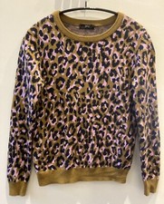 J.CREW Women's Sweater Leopard Print Pink Brown - Stretch Wool Blend Extra Small