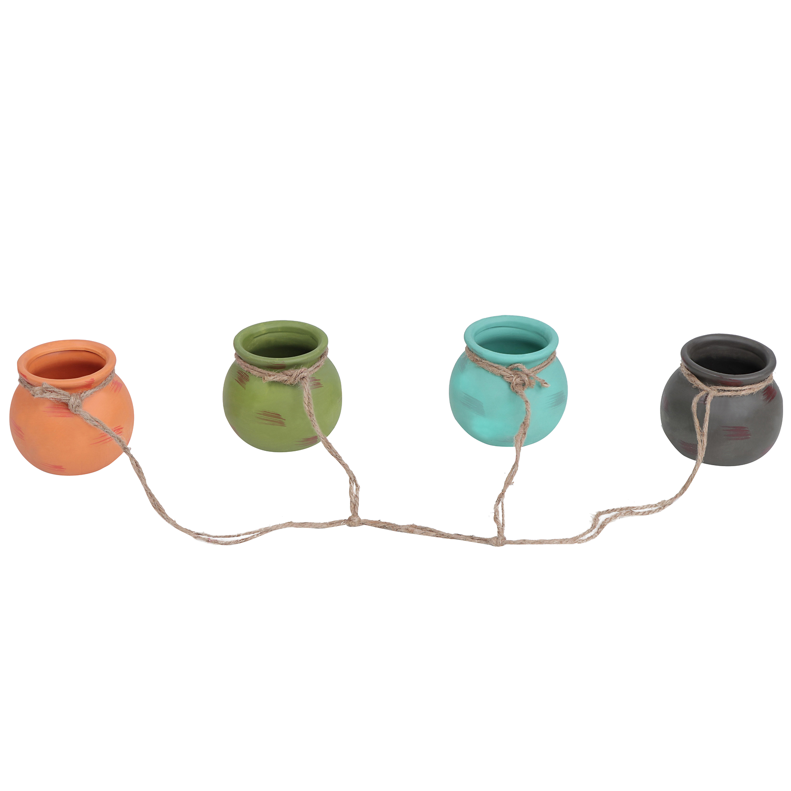7Penn Ceramic Planter Hanging Pot 4pc Dangling Multicolor Ceramic Plant
