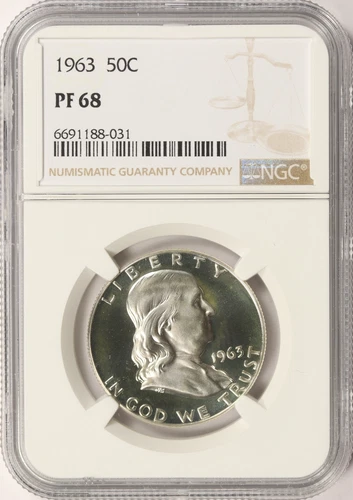 1963 50c Proof Franklin Silver Half Dollar NGC PF68