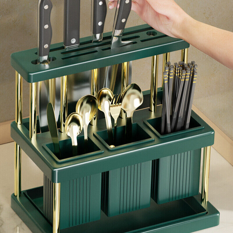 Kitchen Cutlery Holder Spoon Fork Utensils Storage Rack Drainer Multi