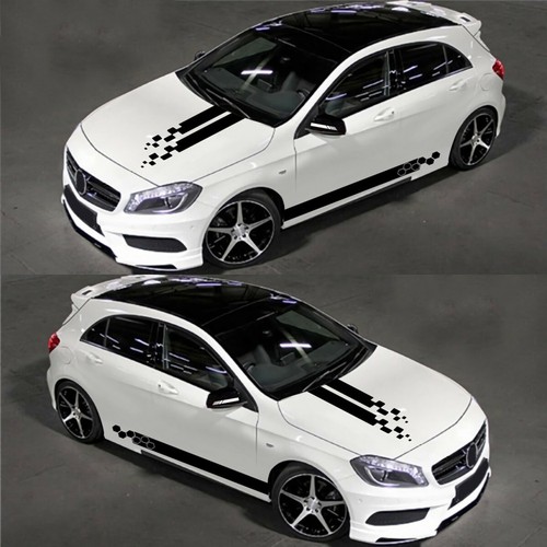 Sports Racing Vinyl Decal Hood Rearview mirror Side Skirt Strip Car Body Sticker - Picture 4 of 9