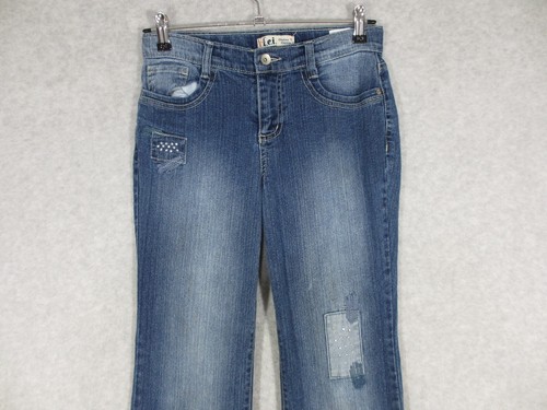 LEI Girl's Jeans Chelsea Lowrise Bootcut Patches Size 14 - Picture 3 of 12