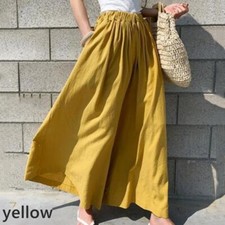 Femmes Jambe Large Pantalon Haut Élastique Taille Uni Ample Décontracté Poche