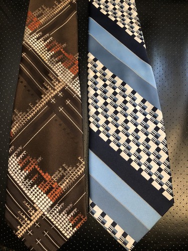 Vintage Krawatten 2 Lot 1 blau 1 braun - Bild 1 von 2