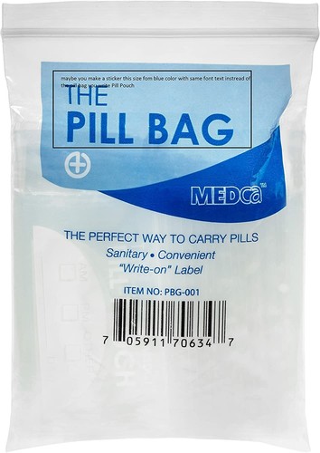 MEDca Pill Pouch Bag Reusable Plastic Organizer Bags, Size 3" X 2" - 200 Pack  - Picture 2 of 3