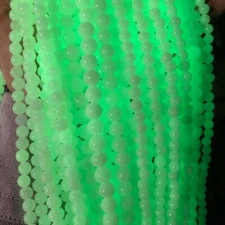 10 Glow In The Dark Glass Beads 6mm White Beads Jewelry Making Supplies Set