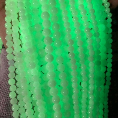 10 Glow In The Dark Glass Beads 6mm White Beads Jewelry Making Supplies Set