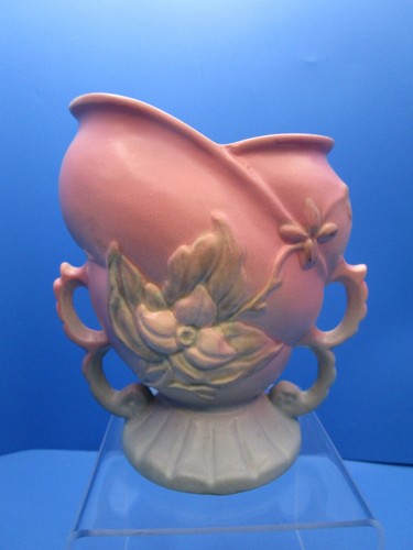 HULL ART Pottery Pair of WILDFLOWER Vases Pink Blue Floral Original Label 1940s - Picture 8 of 21