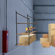 3-Tier Cargo Container Storage Shelf Brackets 2Pack Black Wall-Mount 50kg