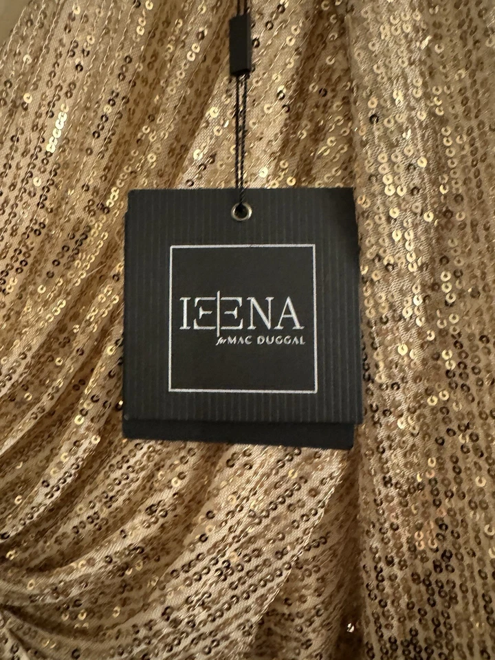 Vestido IEENA Mac Duggal Baile de graduación Talla 20 Crema Beige Lentejuelas Formal Madre Hermana Novia Foto 3 de 4