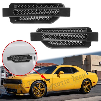 2x Black Shark Side Fender Hood Air Flow Vent Decal For Dodge Challenger Charger