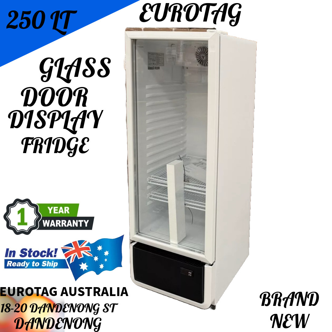 Eurotag 250lt DISPLAY GLASS DOOR FRIDGE BRAND NEW 12 Months Warranty RRP$1050