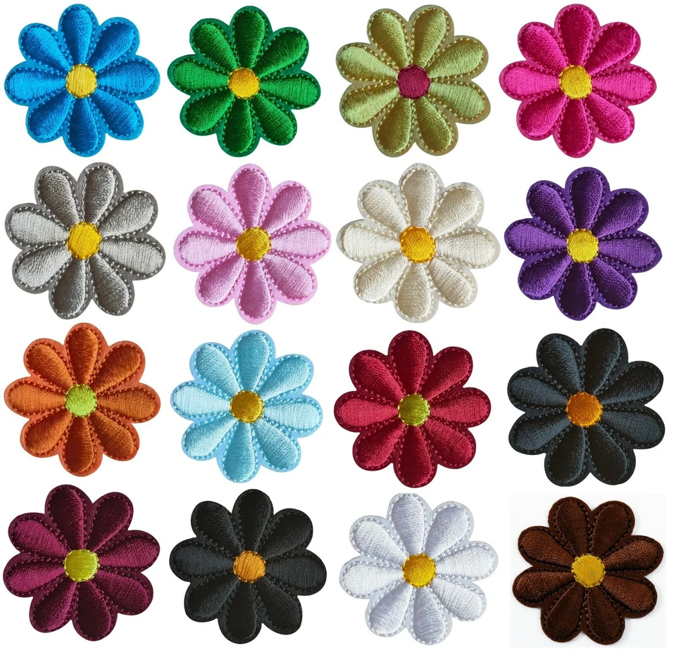 CRAFTMONK Beautiful Daisy Flower Embroidered Iron On Sew On Patches Patch Badges Transfers