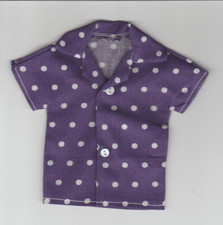 Homemade Doll Clothes-Purple With White Dots Print Shirt fits Ken Doll B7