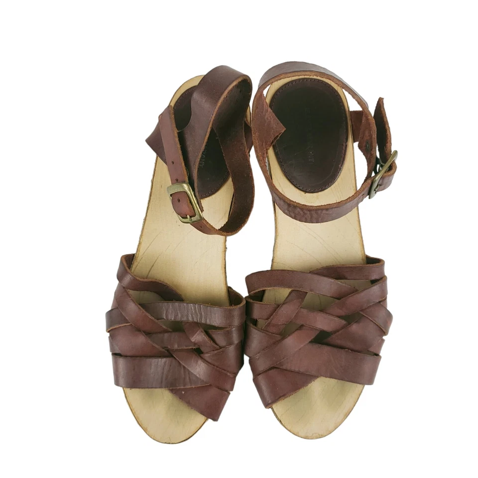 Sandálias plataforma Isabel Marant estampa floral marrom avermelhado madeira anabela tamanho 36 - Imagem 3 de 4