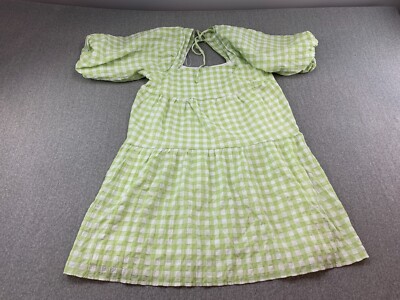 slim fit dress slacks Green & White Gingham Magnolia Button Up Cotton Midi Dress M / PRSP2541