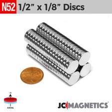 1/2in x1/8in N52 Super Strong Rare Earth Neodymium Magnet Round Disc