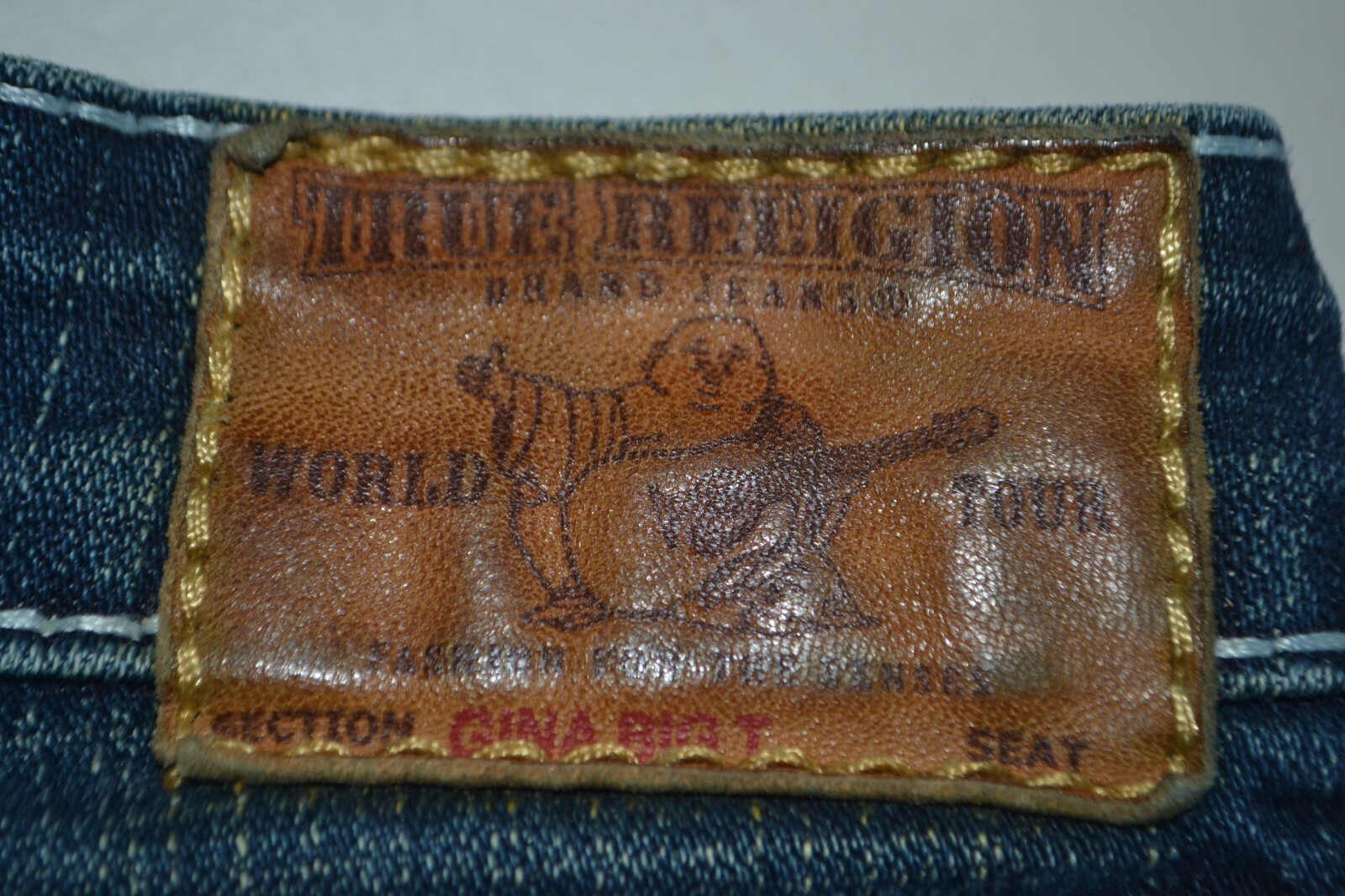 True Religion Women's Gina Big T Bootcut Logo U Pocket Blue Jeans Sz 29x34 thumbnail 3