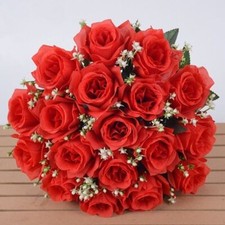 18 Heads Silk Rose Artificial Flowers Fake Bouquet Wedding Home Party Decor GIFT