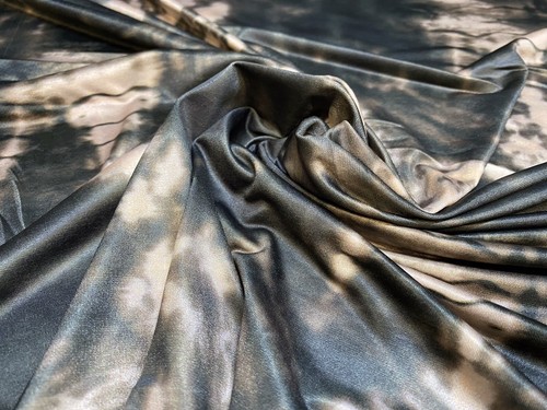 Nude & schwarze Krawatte Farbdruck Soft Touch Stretch Elasthan Jersey Stoff, pro Meter - Bild 3 von 4