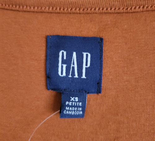 Gap XS Petite Women Knit Stretch Cotton Modal Rust Brown Short Sleeve Dress NWT - Picture 16 of 16