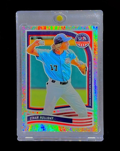 ETHAN HOLLIDAY ROOKIE REFRACTOR RARE SHIMMER Holo Panini RC Card - USA - Picture 2 of 5