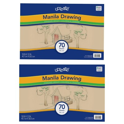 [2X] UCreate Manila Drawing Paper Standard Weight 18 in x 12 in 70 Sheets [Box2]