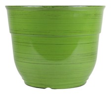 Garden Elements Glazed Brushed Happy Large PLastic Planter, Dark Green, 15"