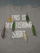 Lifestyle Fishing Shirt Mens Large Gray Short Sleeve Fathers Day Grandpa Lures