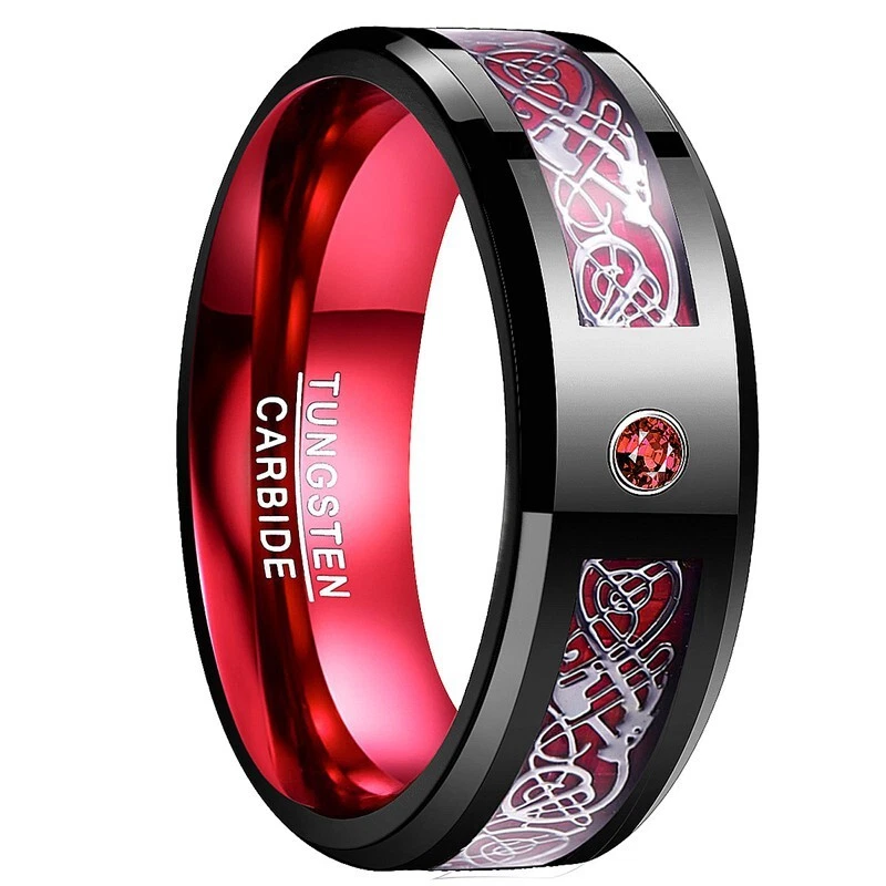 Fashion Rings for Men Wedding Bands Engagement Ring Inlay Zircon Comfort Fit - Image 4 of 4