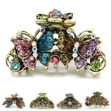 woman rhinestones crystal flower/butterfly medium size metal hair claw clip pin