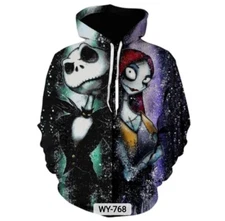 Nightmare Before Christmas Hoodies-3 Styles Jack&Sally-Sizes S to 5X - Free Ship