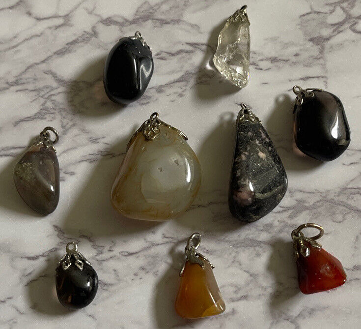 Polished Stones Assorted Rock Pendants Lot ZZ-13 Polished Stones Assorted Rock Pendants Lot ZZ-13