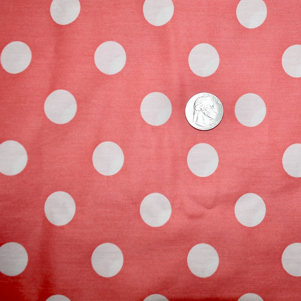 Lot of 2 POLKA DOT Coral/White & Navy FABRIC ❀ 7.77 YARDS TOTAL ❀ Craft Apparel - Image 4 of 4