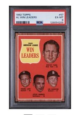 1962 Topps ALWins Leaders #57 PSA 6 EX-MT Ford Lary Bunning Whitey Ford HOF