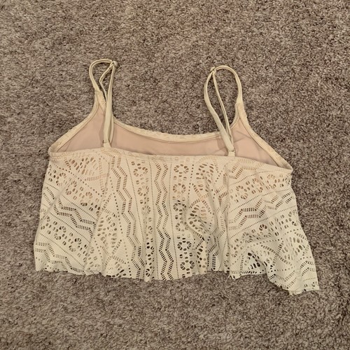 XHILARATION Bikini Top Crochet Lace Overlay - Padded - Cream Off White - Size M - Picture 2 of 8