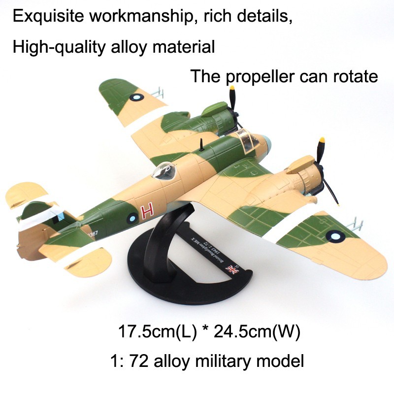 1:72 WWII RAF Bristol Beaufighter MKX Aircraft Model Diecast