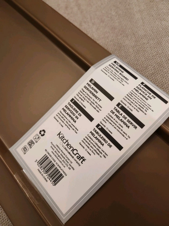 KitchenCraft "We Love Summer" Rectangular Melamina Efecto Madera Servir Alimentos... Foto 3 de 4