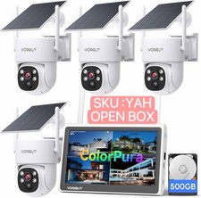YAH Solar Security Camera System 4pcs 2K PTZ 10 Monitor 500GB WiFi No Fee
