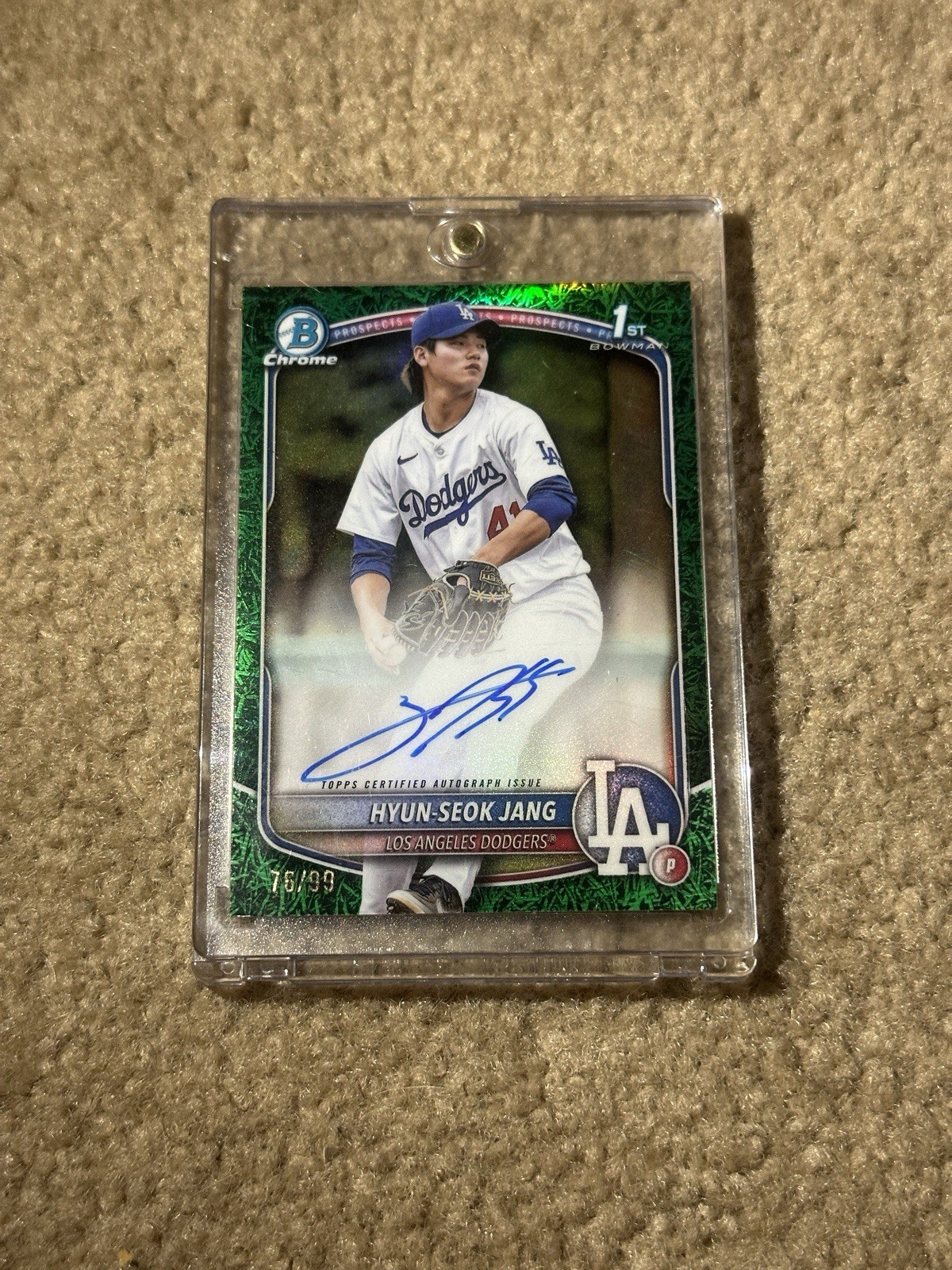 2025 Bowman Chrome 1st Hyun-Seok Jang Green Grass Refractor Auto /99 LA Dodgers